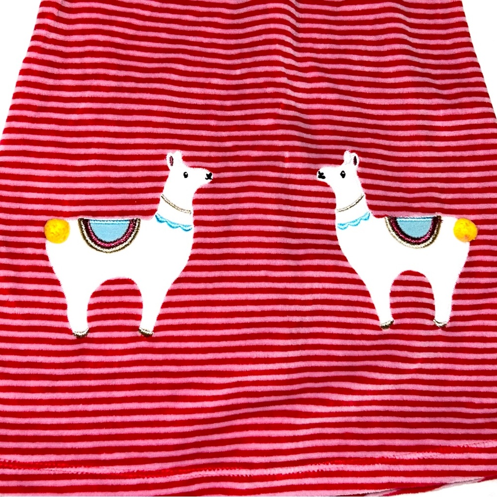 Baby Boden pink stripe velour dress with cute llama detail sz 2-3 years EUC - Picture 2 of 4